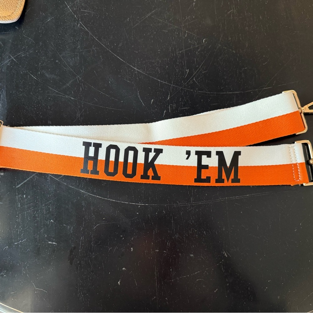 Texas Longhorn Orange and White Hook 'Em Purse Strap